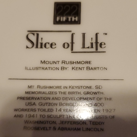 222 Fifth Slice of Life Mount Rushmore Salad Plate - Picture 3 of 4